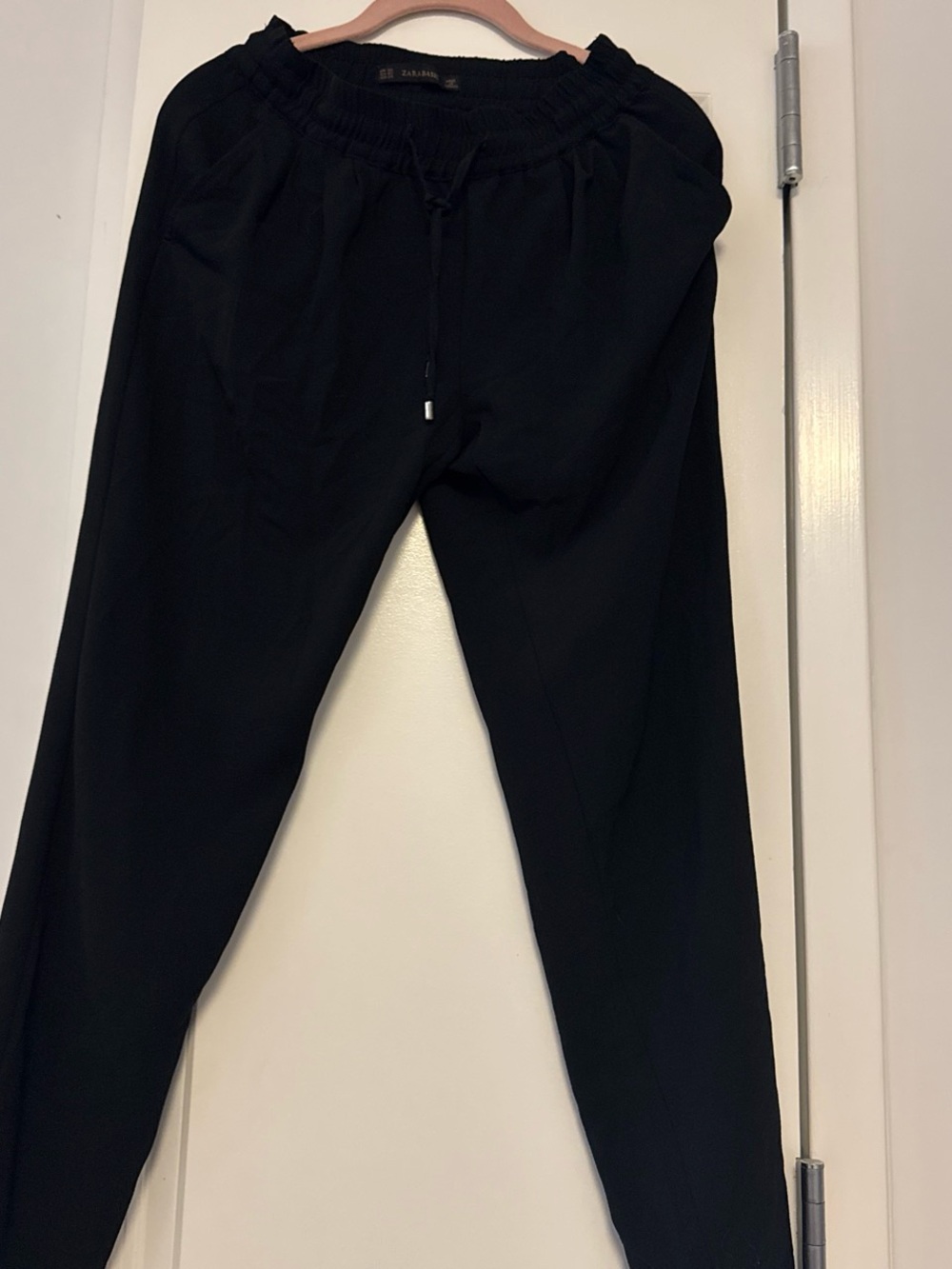 Zara Black Women's Elastic Drawstring Tapered Pants